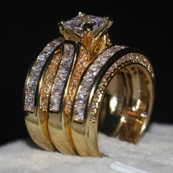 2025 Luxury Rhinestones Zircon Rings Set For Women Accessories Anniversary Party Gift Fashion Women Rings