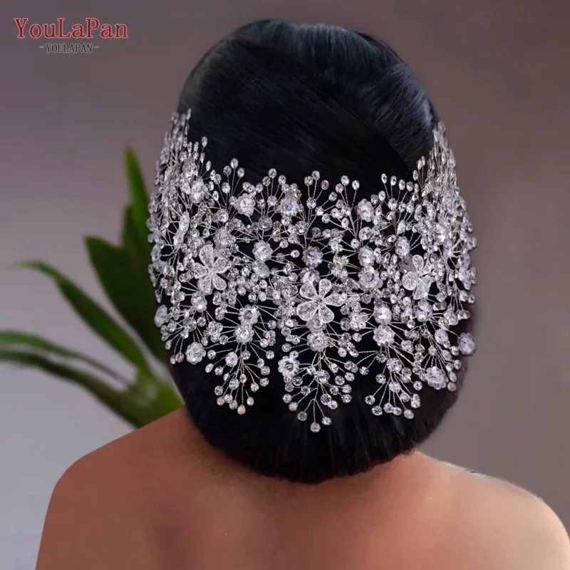 YouLaPan Golden Wedding Crystal Headband Hair Accessories Woman Wedding Hair Jewelry Rhinestone Bridal Tiara and Headdress HP240 - Image 4