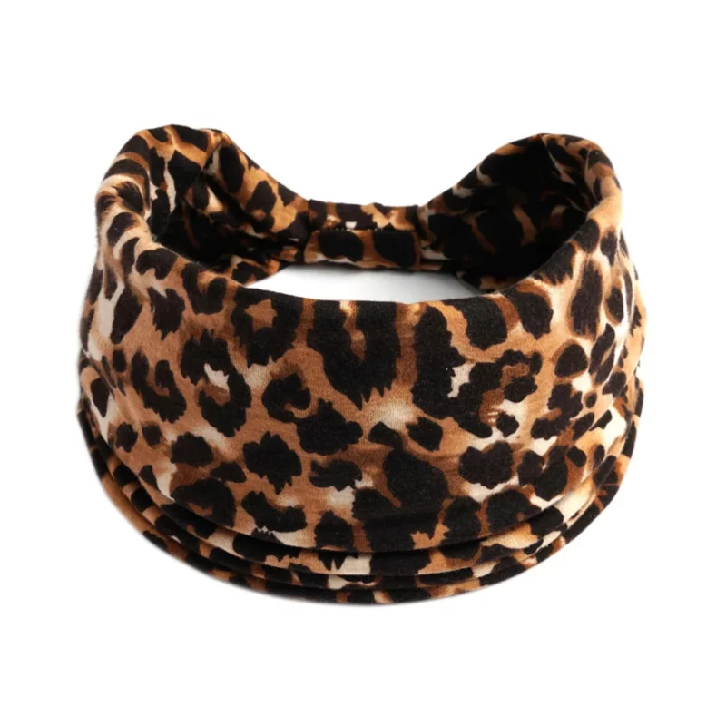 Wide Headbands Women Knotted Turban Headband Elastic Non Slip Hairbands Boho Head Wraps Workout Leopard Yoga Cotton Hair Scarfs - Image 2
