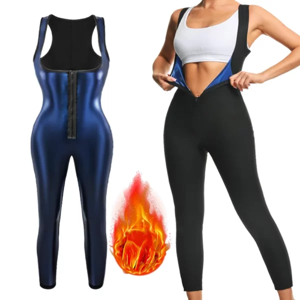 3-in-1 Sweating Jumpsuits Women Hot Thermo Sauna Suits Waist Trainer Sauna Jumpsuit Gym Workout Slimming Suit Sweating Bodysuits