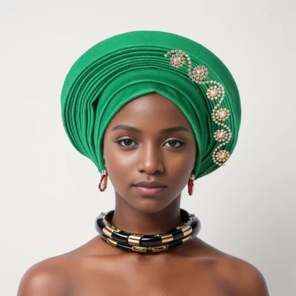 African Headtie Auto Gele Women's Turban Cap Nigeria Headtie Wedding Party Head Ties Female Head Wraps Already Made Autogele