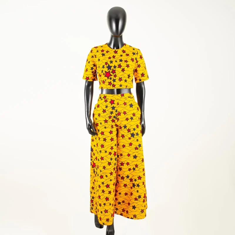African Clothes for Women Crop Top and Wide-leg Pants 2 Piece Set Print Outfits Vintage Elegant Fashion Ankara Attire A2326002 - Image 2