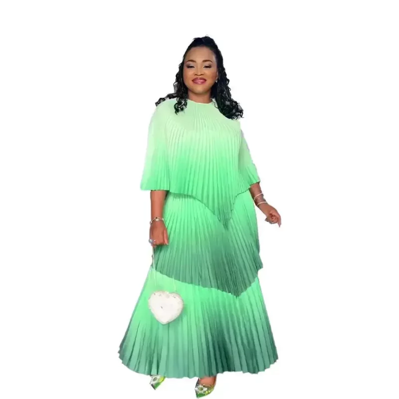 Plus Size African Clothes for Women Autumn Elegant Polyester Party Evening Pleat Top Skirt Gowns Dashiki Africa Clothing Outfits - Image 5