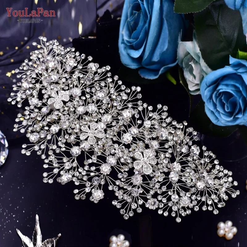 YouLaPan Golden Wedding Crystal Headband Hair Accessories Woman Wedding Hair Jewelry Rhinestone Bridal Tiara and Headdress HP240 - Image 5