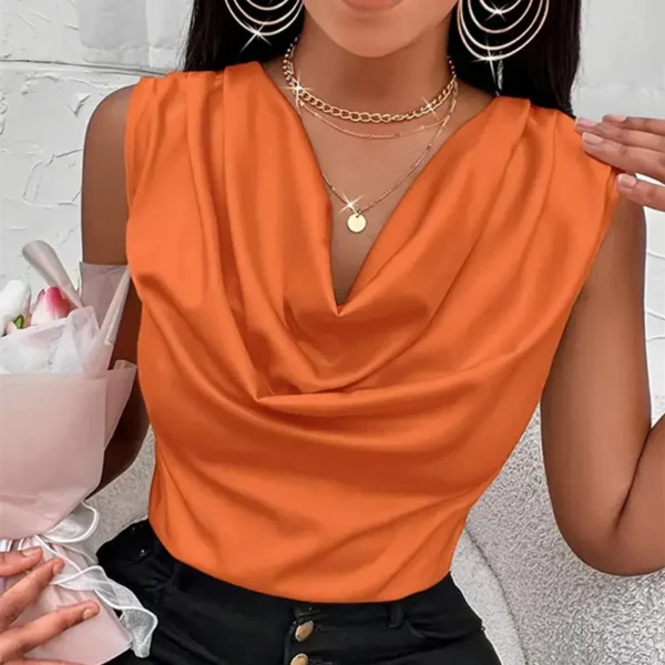 Basic Women Silk-Like Satin Tank Tops Vest Summer Sexy Camis Tank For Ladies Strappy Camisole Top Shirts Grunge Femme Cowl Neck