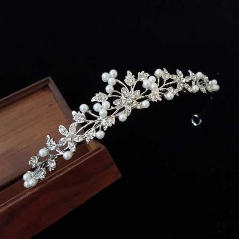 Bride Pearl Crown Headband Diamond Hair Accessories Alloy Rhinestone Princess Wedding Headband Bridal Headpieces Bride Crowns - Image 3