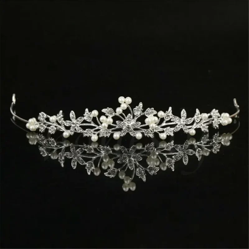 Bride Pearl Crown Headband Diamond Hair Accessories Alloy Rhinestone Princess Wedding Headband Bridal Headpieces Bride Crowns - Image 4