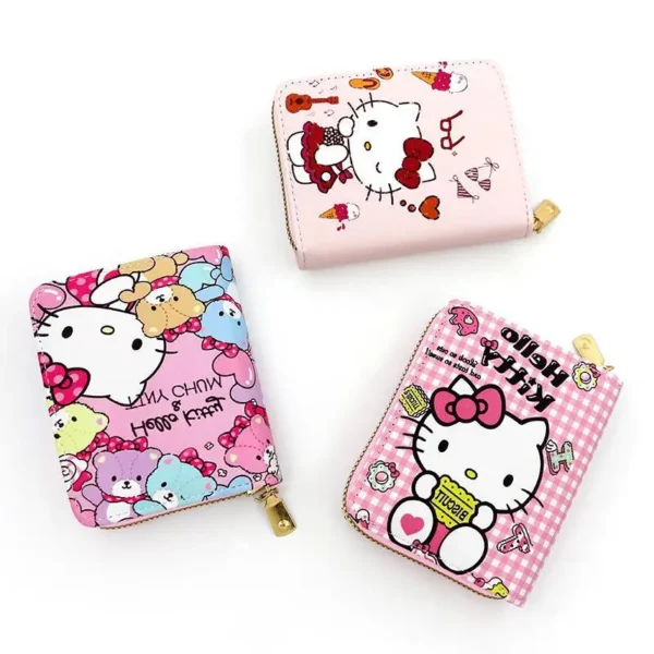Children's Kawaii Cartoon Hello Kitty Coin Wallet Cute Cartoon Folding PU Leather Bag Girl Zero Wallet Female Walle Gifts