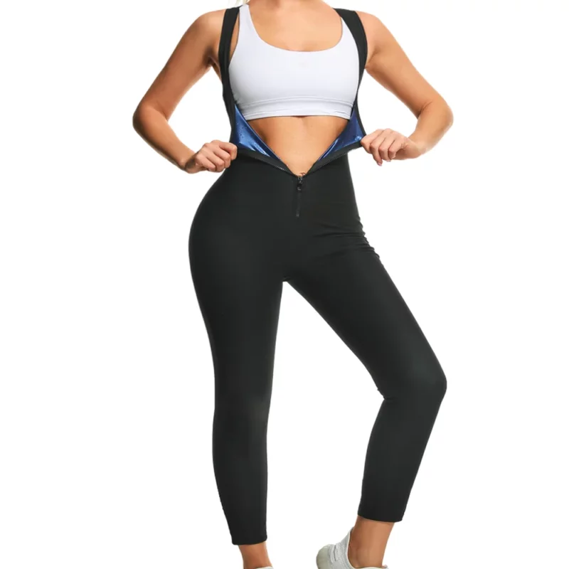 3-in-1 Sweating Jumpsuits Women Hot Thermo Sauna Suits Waist Trainer Sauna Jumpsuit Gym Workout Slimming Suit Sweating Bodysuits - Image 3