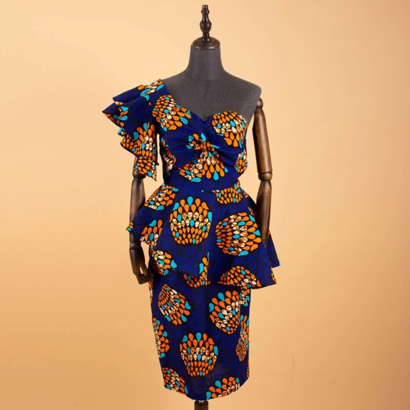 African 2 Piece Set for Women Crop Top + Print Skrit Set Ankara Clothing Dashiki Outfits Blouse Shirt Midi Skirt Casual S1926100 - Image 2
