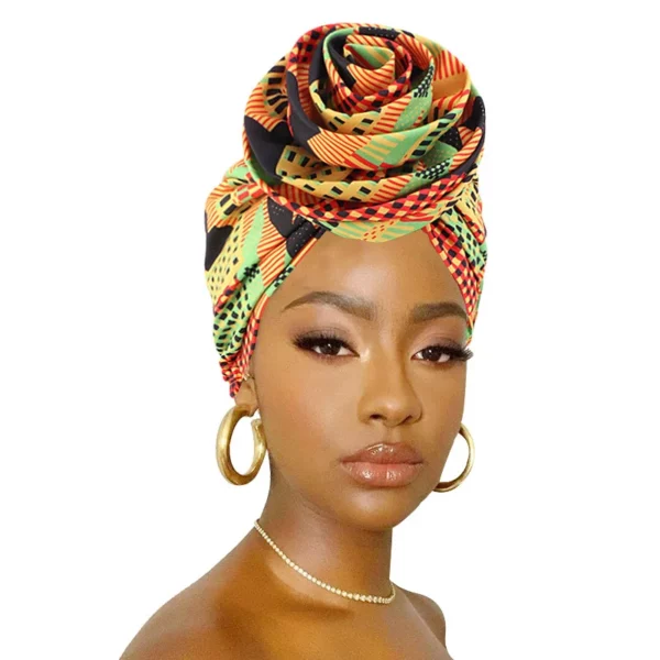 Big Flower Women's African Turban Cap Satin Lining Africa Pattern Printed Headwear Hat Female Head Wraps Ankara Hair Head Hat