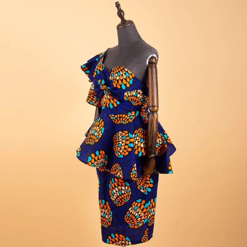 African 2 Piece Set for Women Crop Top + Print Skrit Set Ankara Clothing Dashiki Outfits Blouse Shirt Midi Skirt Casual S1926100 - Image 3
