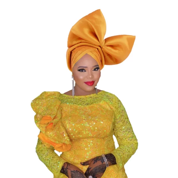 Nigerian Gele Headtie Aso Oke 2024 High Quality African Aso Oke Gele Already Made Auto Gele African Turban Cap for Party Wedding