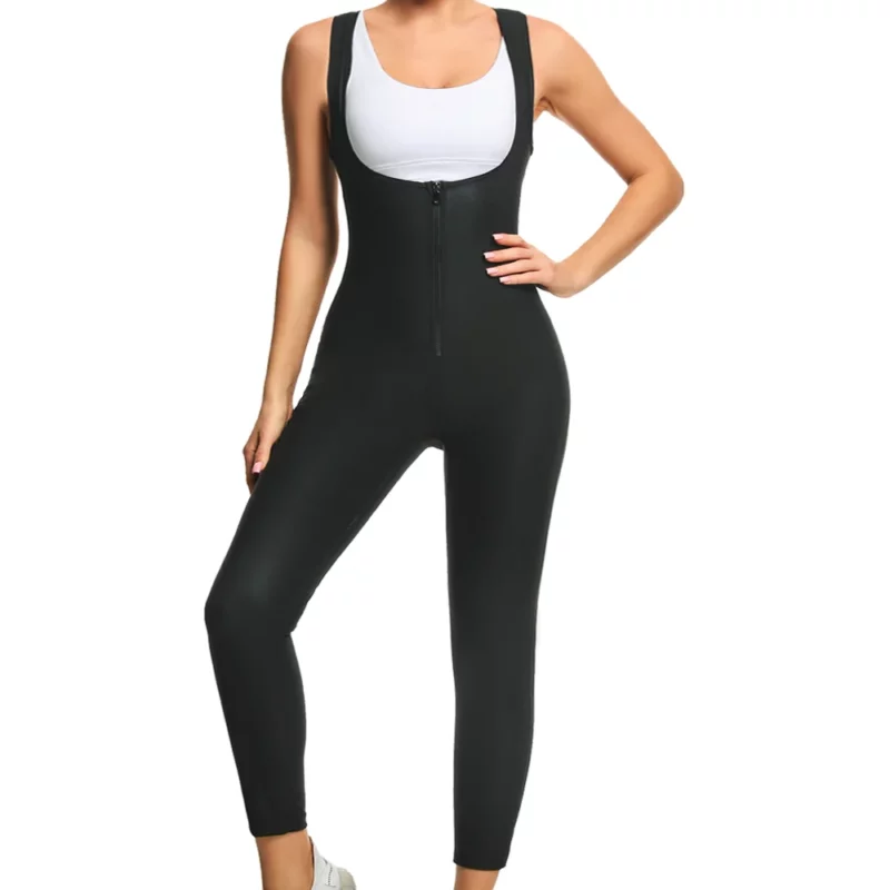 3-in-1 Sweating Jumpsuits Women Hot Thermo Sauna Suits Waist Trainer Sauna Jumpsuit Gym Workout Slimming Suit Sweating Bodysuits - Image 2