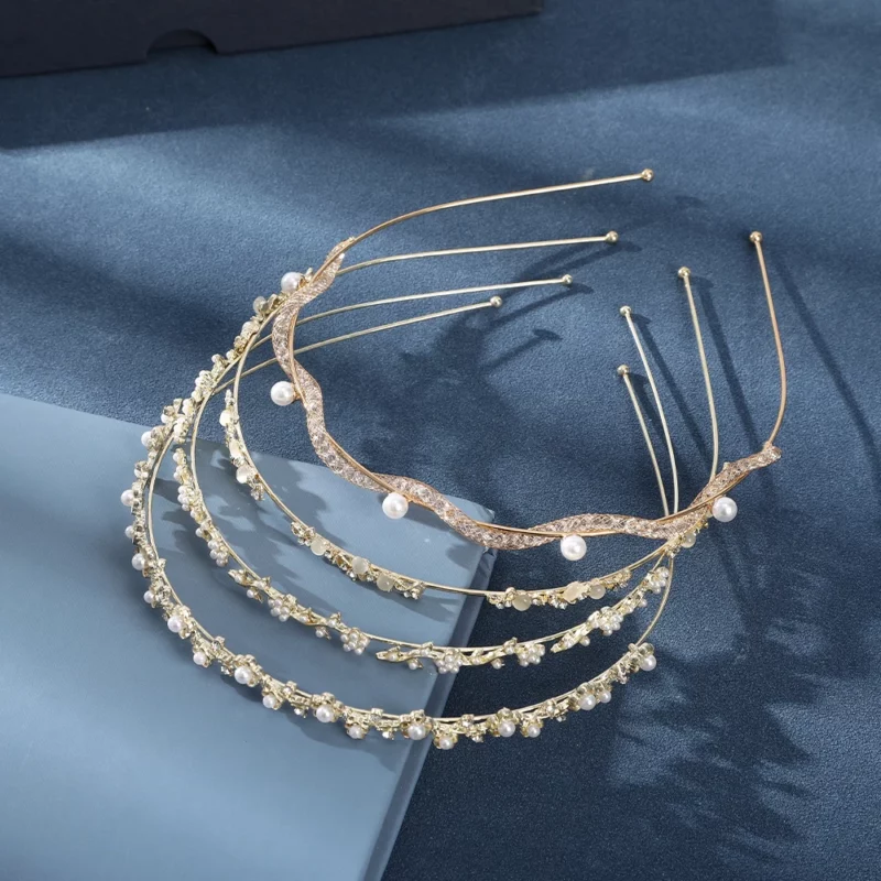 AWAYTR Sweet Hair Hoop Headband Sport Wavy Headband Flower Hairband Crystal Headbands Women Gold Alloy Girls Hair Accessories - Image 4