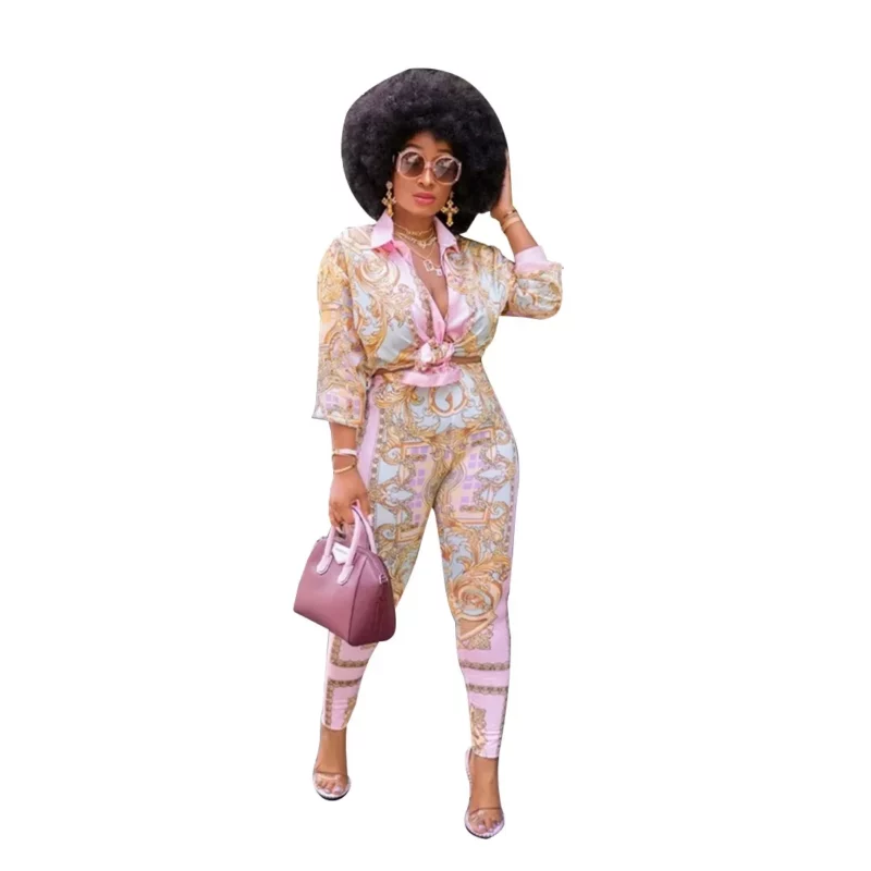 2 Piece Sets African Sets For Women New African Print Elastic Bazin Baggy Pants Rock Style Dashiki Famous Suit Lady Outfits - Image 5