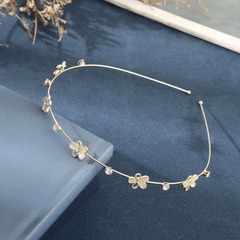 AWAYTR Sweet Hair Hoop Headband Sport Wavy Headband Flower Hairband Crystal Headbands Women Gold Alloy Girls Hair Accessories - Image 3