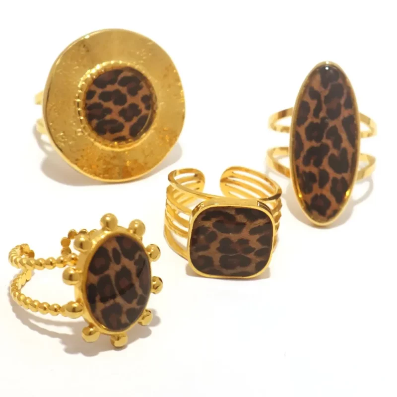 XINYI 18K PVD Golden Plated 304 Stainless Steel Rings Chunky Jewelry High QualityCharm Stylish Boho Leopard Golden Jewelry - Image 5