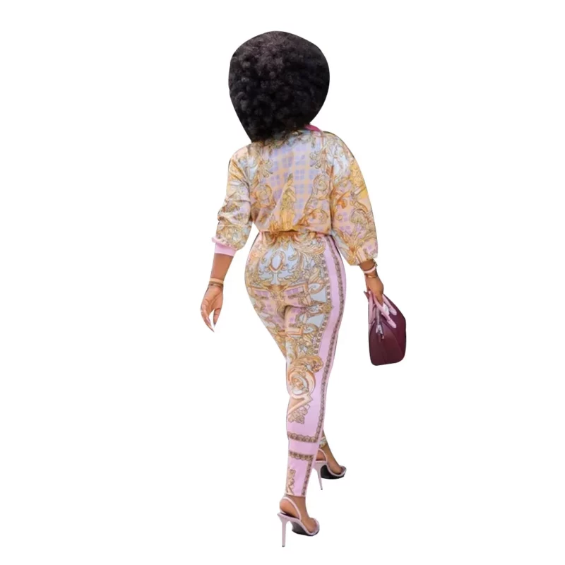 2 Piece Sets African Sets For Women New African Print Elastic Bazin Baggy Pants Rock Style Dashiki Famous Suit Lady Outfits - Image 4