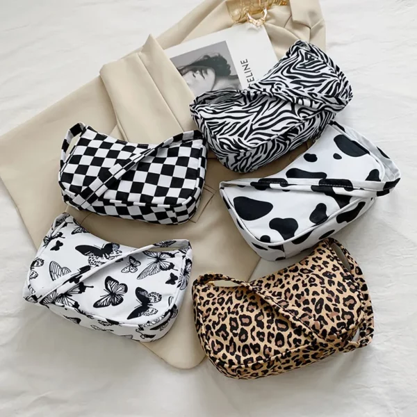 Dierenpatroon Print Shopper Tas voor Dames Schoudertas Onderarmtas Vintage Dames Kleine Portemonnee Nylon Handtassen Mode Vierkante Tassen
