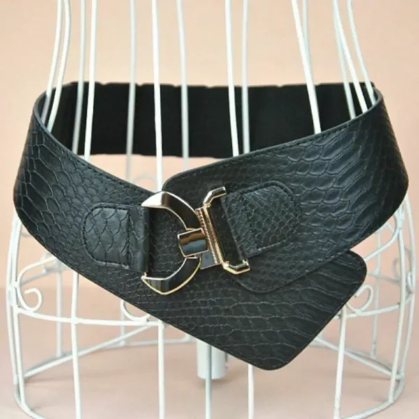 Ladies Stretch PU Leather Cinch Wide Waist Hip Waistband Stylish Elastic Belt for Women Girls Gifts Fashion Dress Accessories