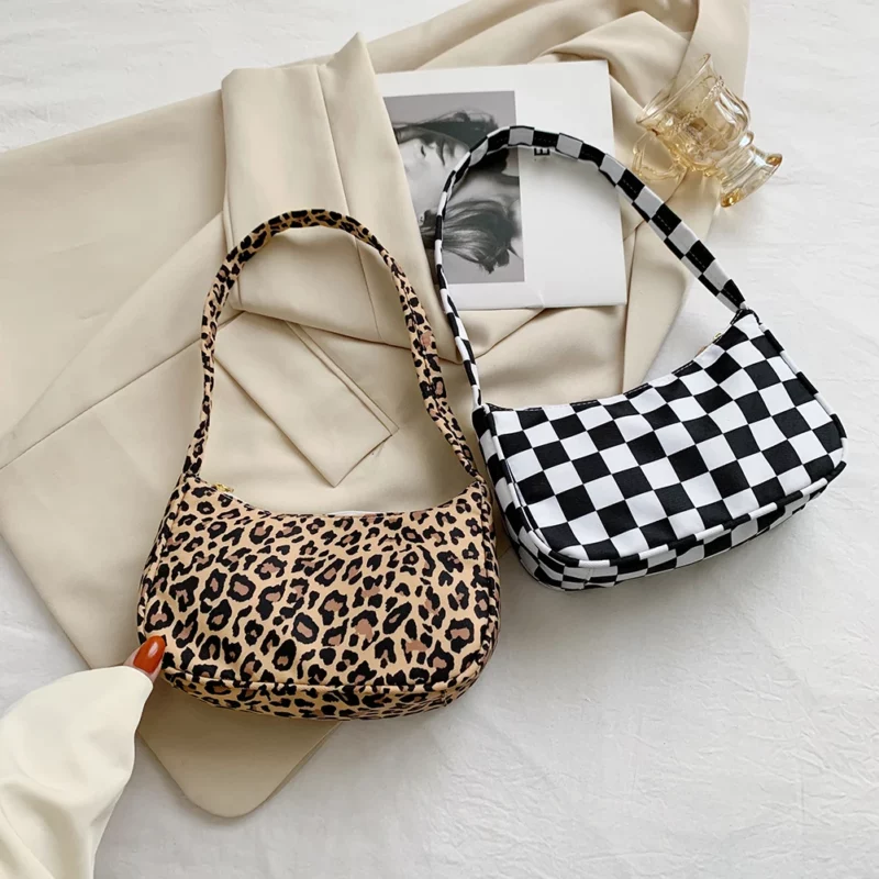 Dierenpatroon Print Shopper Tas voor Dames Schoudertas Onderarmtas Vintage Dames Kleine Portemonnee Nylon Handtassen Mode Vierkante Tassen - Image 3