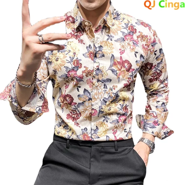 Merk Heren Overhemd Met Lange Mouwen, Katoenen Overhemden Met Enkele Rij Knopen, Met Vierkante Kraag Mannen Zakelijk Slanke Camisa 5xl