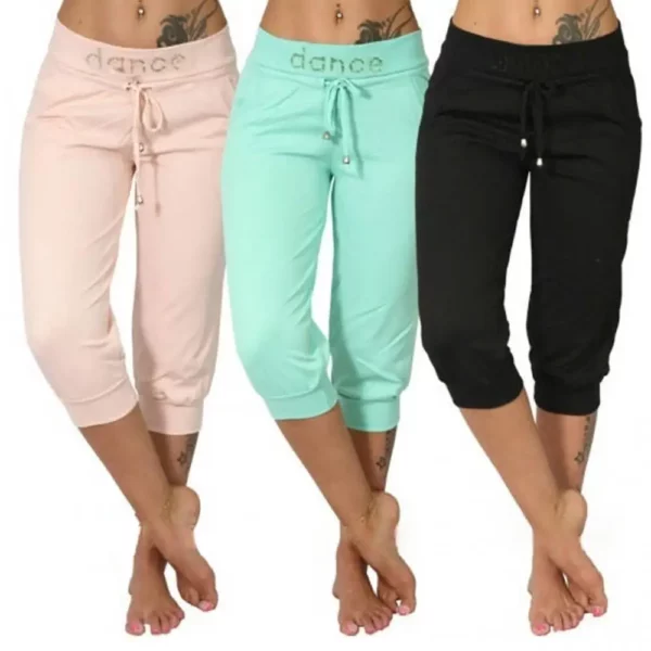 4xl Damesbroek Zomer Dames 3/4 Broek Casual Effen Kleur Laagbouw Zakken Met Trekkoord Sport Broek Korte Broek Voor Dames