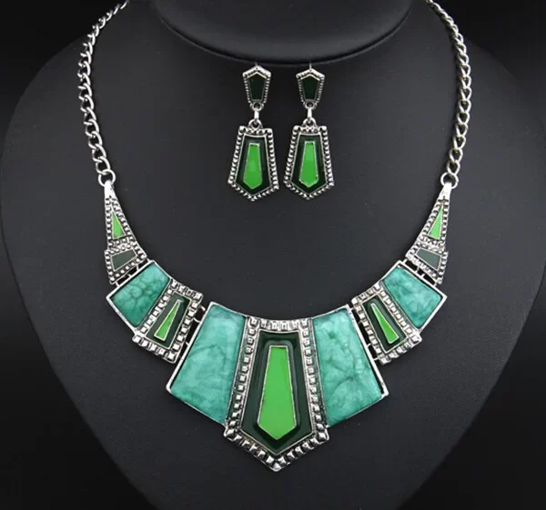 Ahmed Sieraden Punk Trendy Vintage Crystal Kleurrijke Drip Hangers Kettingen En Oorbellen Sieraden Set Voor Vrouw 2015 Nieuwe Gift S62
