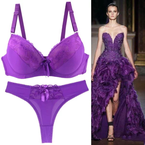 Dainafang Nieuwe Sexy Push Up Bh Sets Gewatteerde Solid Lace Ondergoed Voor Vrouwen Bcde Cup Plus Size Vrouwelijke Lingerie