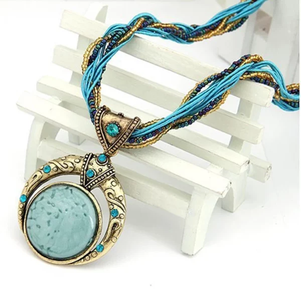 Vintage ketting sieraden mode populaire retro Bohemen stijl meerlaagse kralen ketting kristal graan hanger