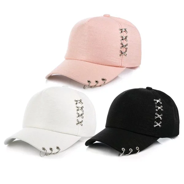 Mode Baseballpet Met Ringen Vrouwen Zonnehoed Casual Unisex Zonnebrandcrème Caps Snapback Hoeden Zomer Outdoor Hip-Hop Bal Hoed
