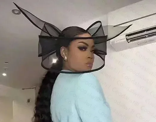 Nieuwe Zwarte Tovenaar Bruiloft Bunkerhoed Vrouwen Elegante Tovenaar Hoeden Haar Clip Kerk Dames Party Hoofddeksel Mode Hoofddeksels