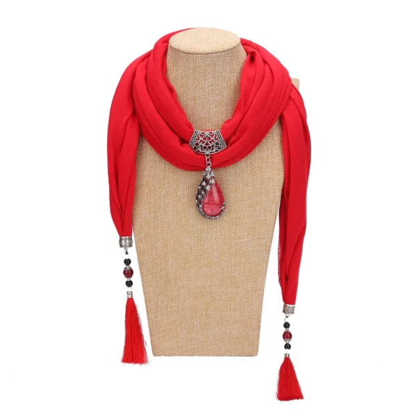 Vrouwen Sjaal Hanger Ketting Natuursteen Hanger Ketting Fringe Kwastje Sjaals met Kralen Etnische Sieraden Pashminas Para Mujer