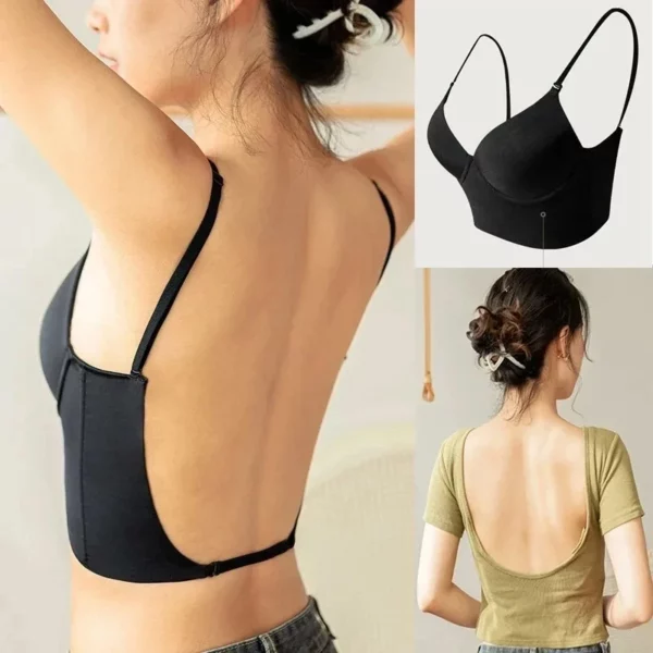 2024 Vrouwen Naadloze Rugloze Bh Onzichtbare Push-Up Bh Sexy U-Vormige Rug Lingerie Diep U Duik Beha Open Rug Ondergoed