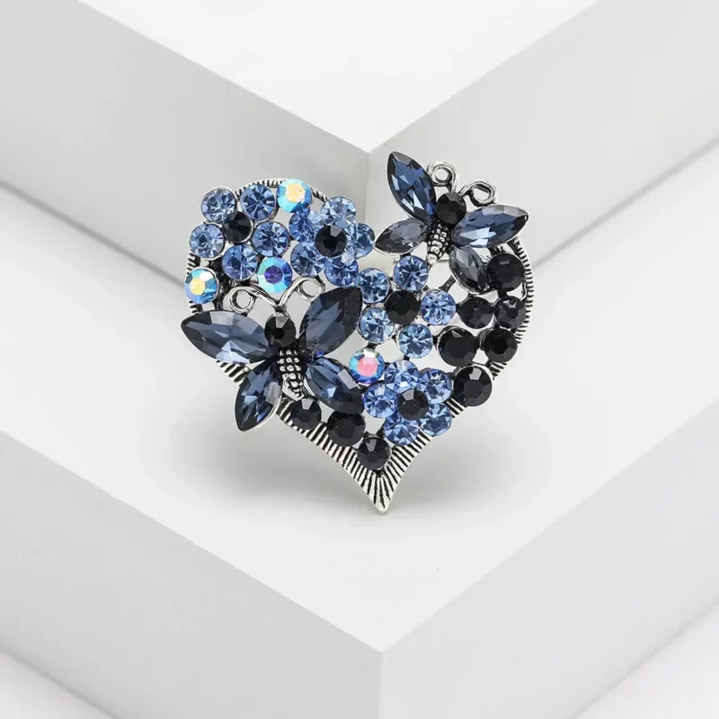 Prachtige Kristallen Zirkoon Romantische Hart Vlinder Broche voor Dameskleding Jurk Badge Pin Fashion Business Party Sieraden - Image 4