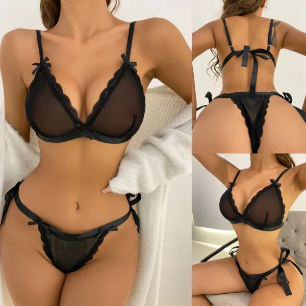 Sexy Kanten Lingerie Set Damesondergoed Transparant Bh Panty Sets Kant Zwarte Lingerie Bh Set Ondergoed Set