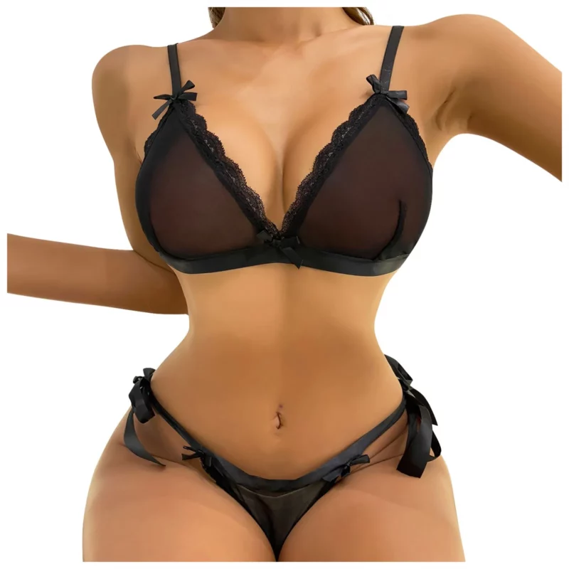 Sexy Kanten Lingerie Set Damesondergoed Transparant Bh Panty Sets Kant Zwarte Lingerie Bh Set Ondergoed Set - Image 6