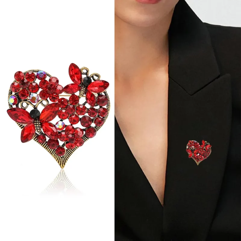 Prachtige Kristallen Zirkoon Romantische Hart Vlinder Broche voor Dameskleding Jurk Badge Pin Fashion Business Party Sieraden - Image 3