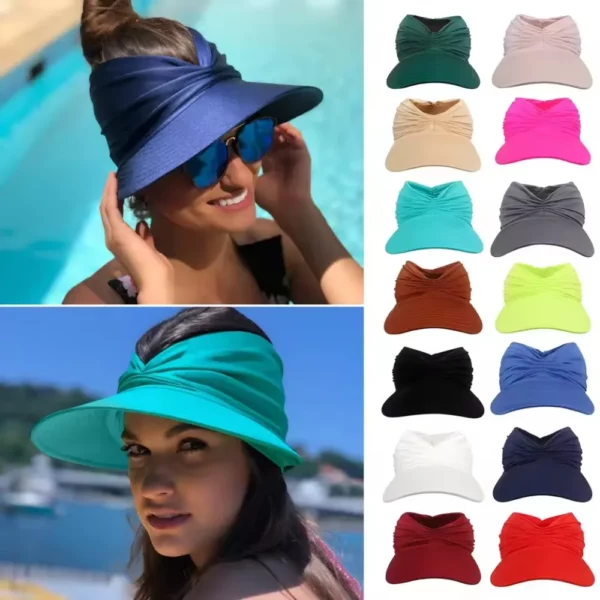 56-65 Size Cap Beach Sun Hat Women Big Head Spring Summer New Hollow Top Hat 50+ Sun Hat Girls High Elastic Outdoor Sports Hats