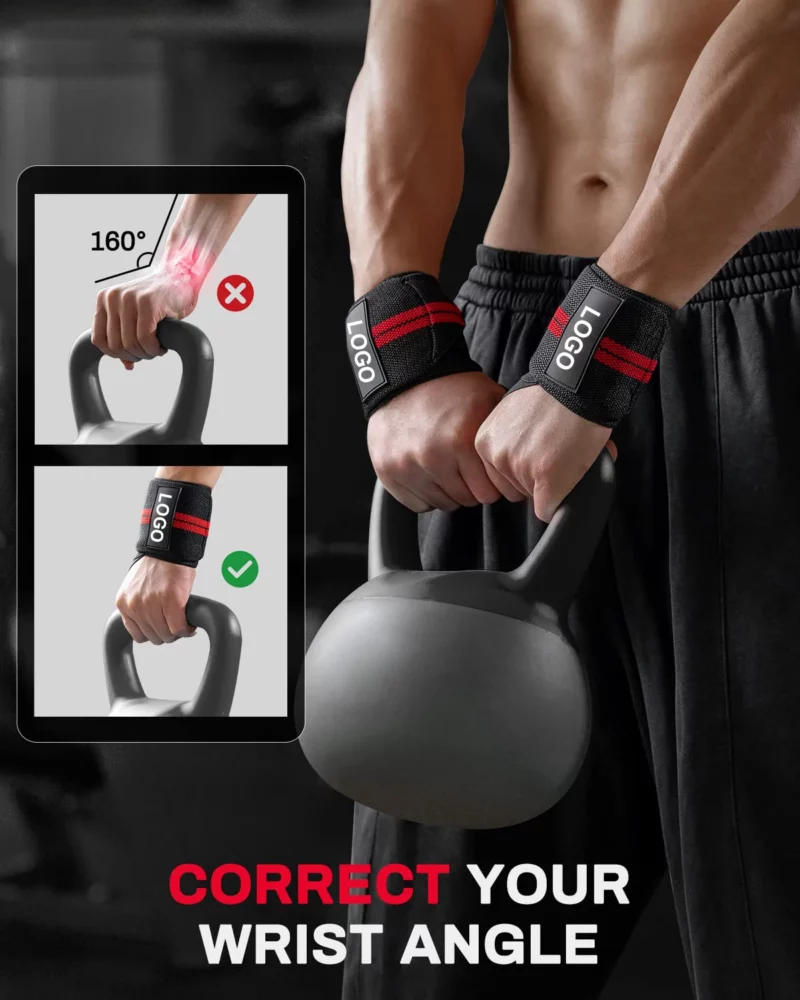 1 paar polsbandjes Polssteun Brace-riemen Extra sterkte Gewichtheffen Polsbandages Bandage Fitness Gym Training Aangepast logo - Image 6
