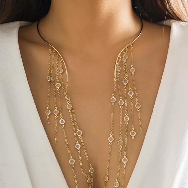 PuRui Vintage Ster Ronde Lange Kwast Open Kraag Imitatie Parel Kristal Charme Ketting Choker voor Vrouwen Sieraden Op De Hals Nieuw