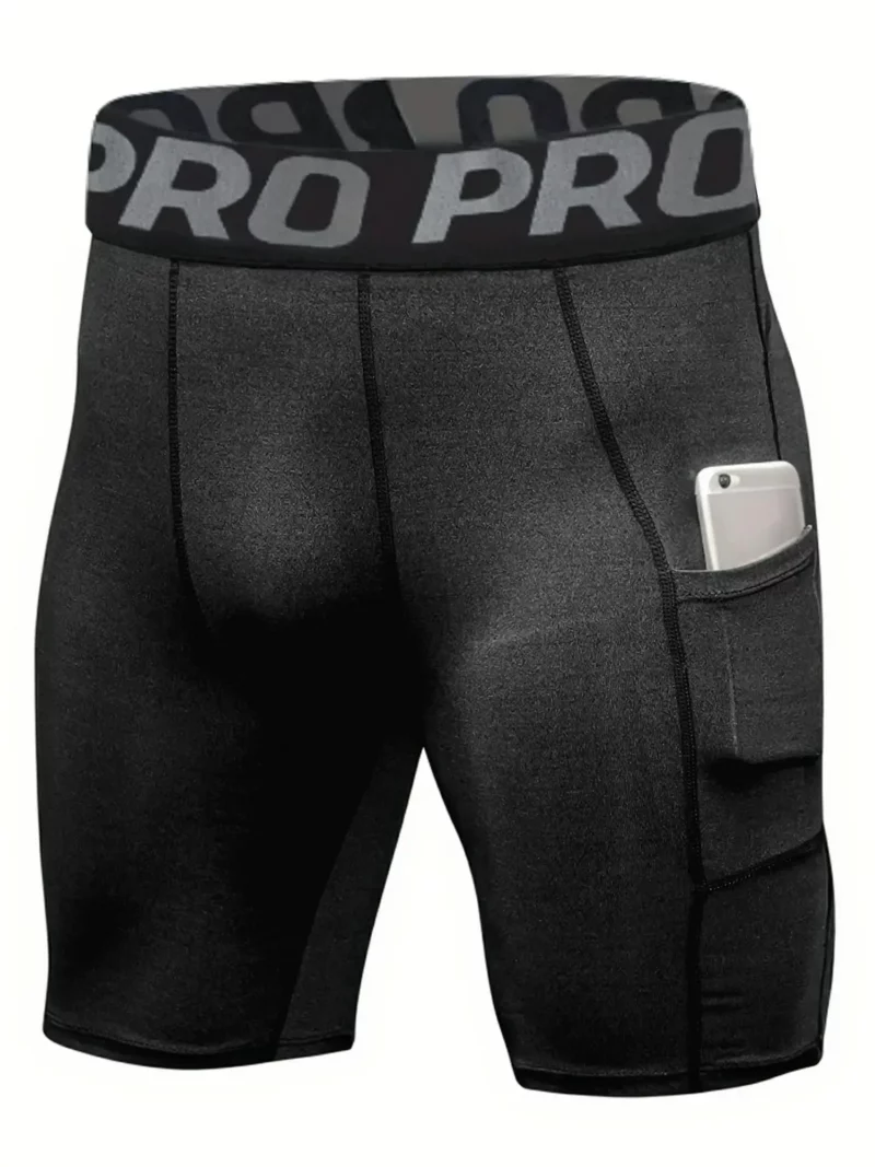Compressieshorts Anti-schuren ondergoed voor heren Basislaag Sneldrogende hardloopshorts met zakken voor training en gymactiviteiten - Image 5