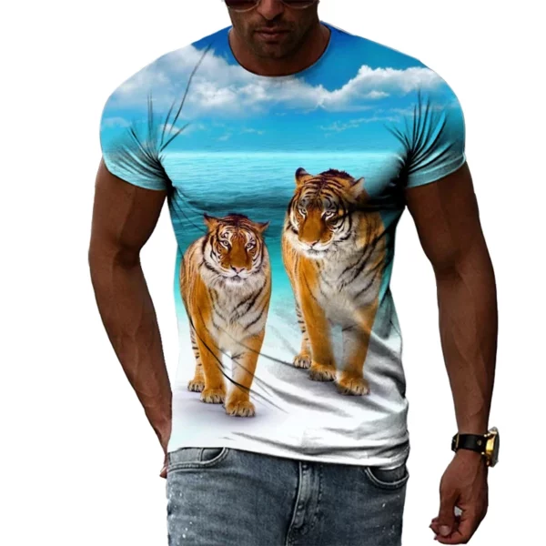 Nieuwe Jaar Animal Tiger Grafische T-shirts Voor Mannen Zomer Mode Casual Hip Hop Harajuku Stijl T-shirt 3D Persoonlijkheid Print tee Top