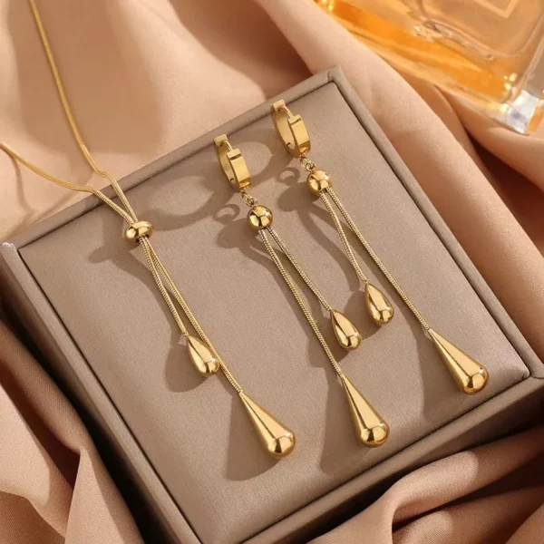 Daniël Protest Poker Turizm Roestvrij staal Geometrische Teardrop Kwastje Ketting Oorbellen voor Vrouwen Nieuwe Feestcadeau Goud Kleur Waterdichte Sieraden