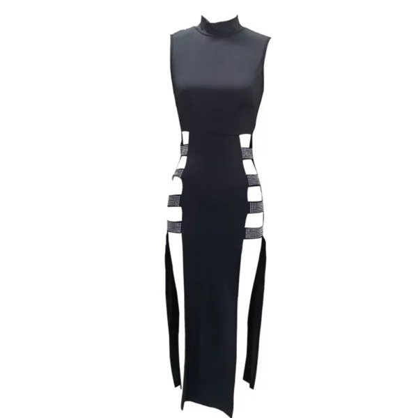 Bodycon Damesjurk Club Dagelijks Feest Zij Hoge Split Mouwloos Effen Opstaande Kraag Zomer Ademend Comfortabel