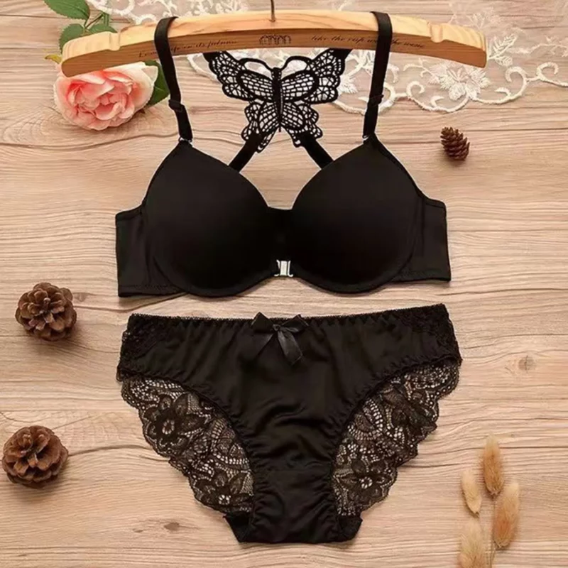 Lingerie Sexy Hot Vrouwen Voorkant Knop Vlinder Terug Bh Set Afneembare Dubbele Schouderband Mohamed бегаnica Turismo - Image 3