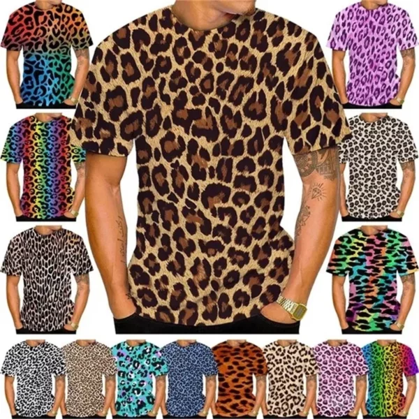 Mode 3D Gedrukt Luipaard Patroon T-shirt Voor Mannen Ronde Hals Korte Mouw Heren Tee Tops Plus Size Streetwear Mannen t-shirts