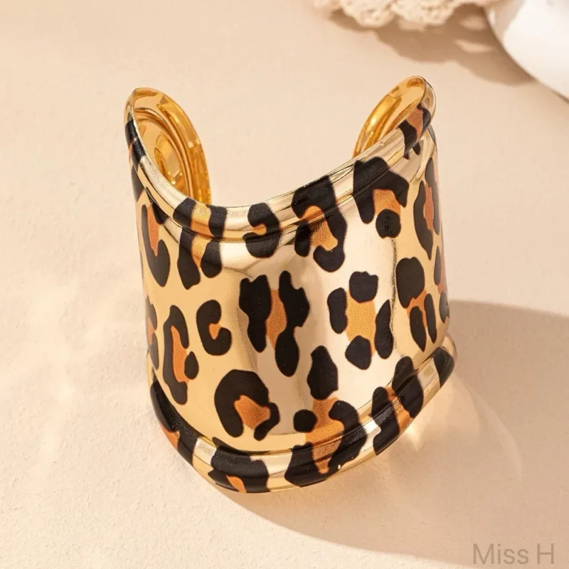 Luipaardprint Manchet Bangles Armband voor Vrouwen Grote Brede Vintage Eenvoudige Boheemse Mode Meisje Stijl Sieraden Cadeau - Image 6