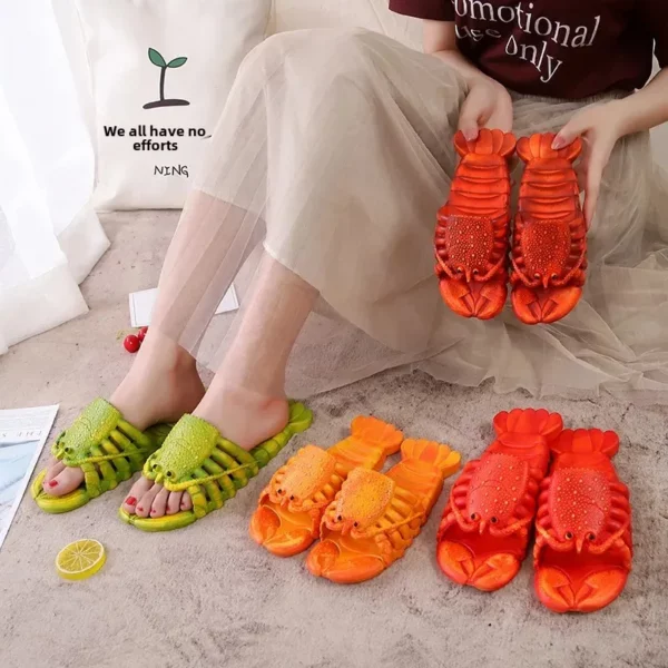 Zomer Paar Kreeft Slippers Cartoon Kids Strand Sandalen PVC Materiaal Dames Slip-On Schoenen Grappige Rivierkreeft Slippers